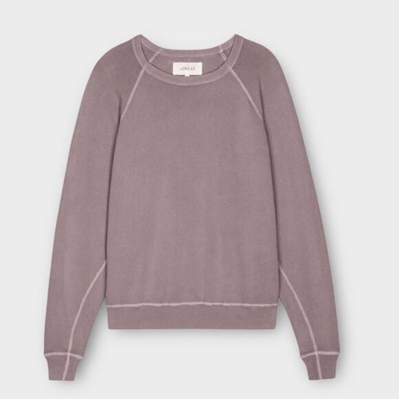 The Great. The College Sweatshirt Women's 0 Soft Lilac Long Sleeve Distressed - Picture 12 of 12